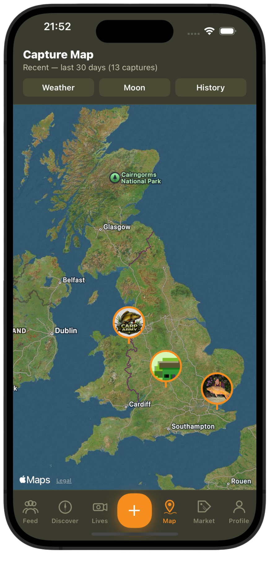 Carp Army Fishery Map